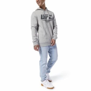 Reebok UFC Fan Gear Kapuzenpullover Herren - Grau - DE 680-MHZ